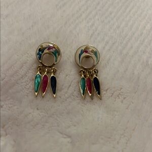 Gold and Multicolor Dangle Earrings